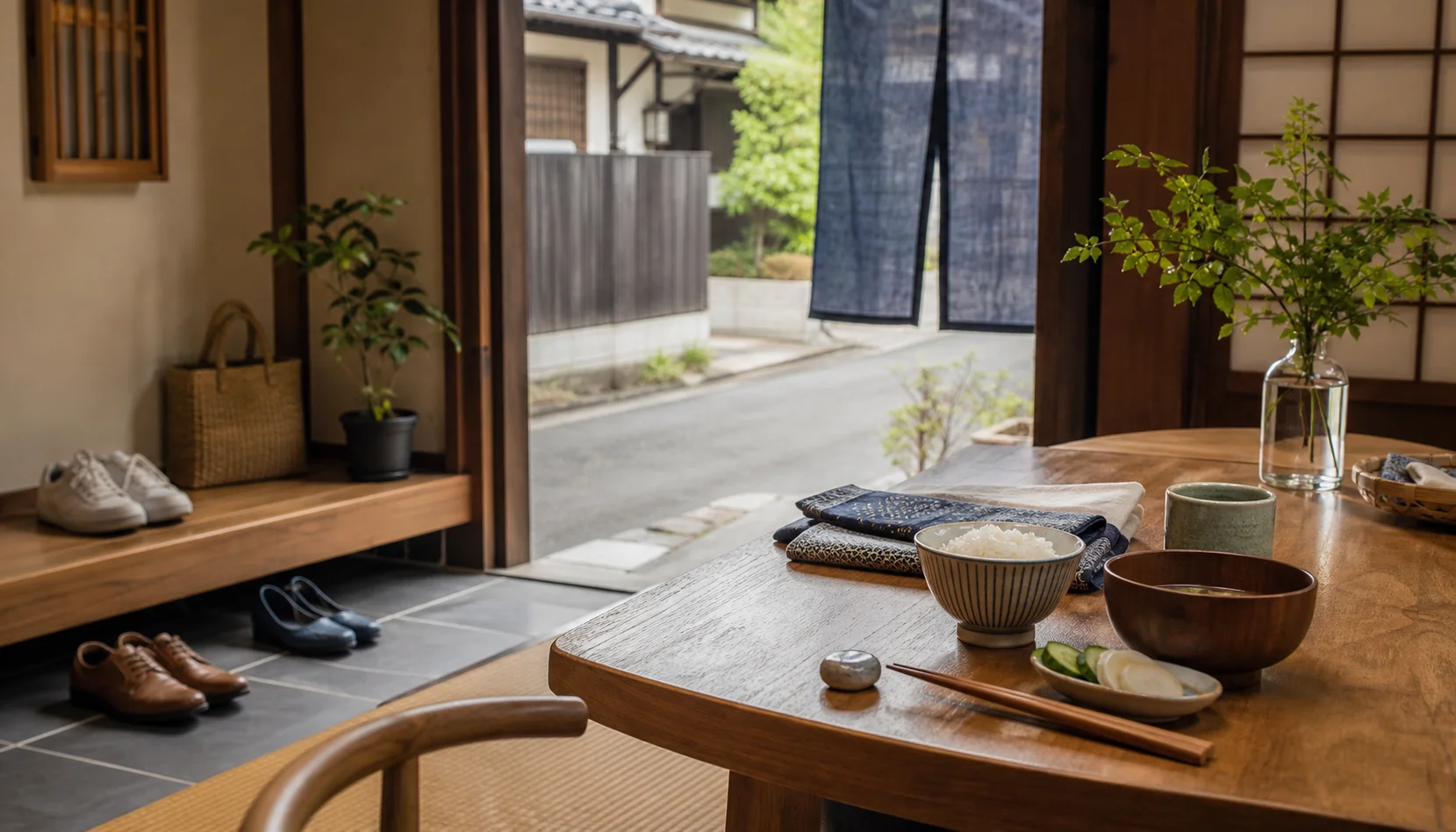 Illustration editoriale pour Gestes du quotidien japonais : les repères simples pour mieux comprendre la vie au Japon